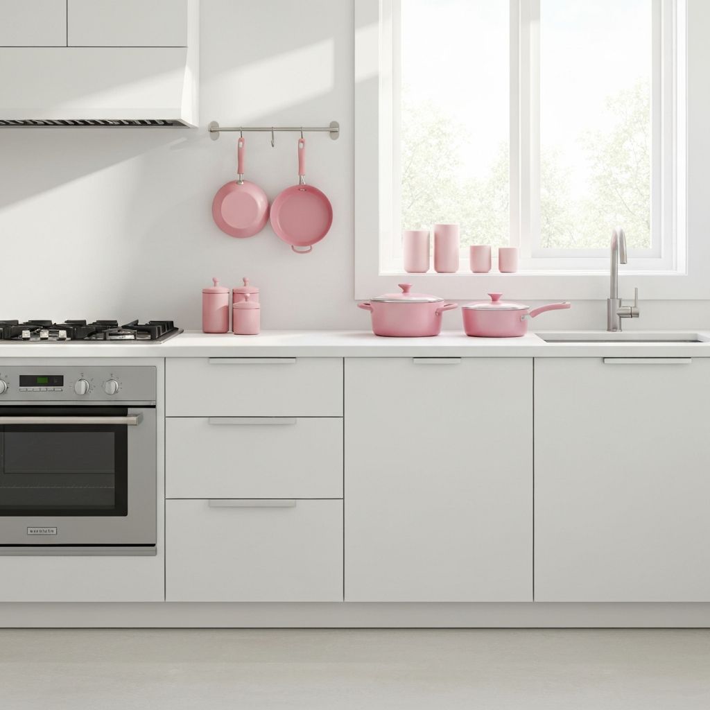 Minimalist kitchen with select Paris Hilton pieces as statement items